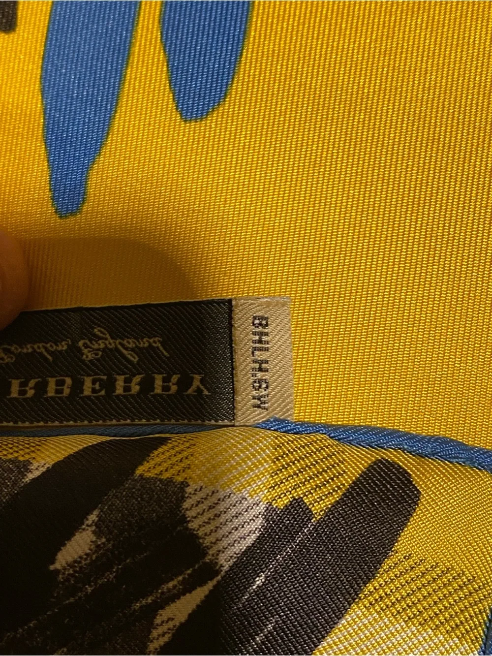 Burberry Yellow, Blue & Black Graphic Silk Scarf